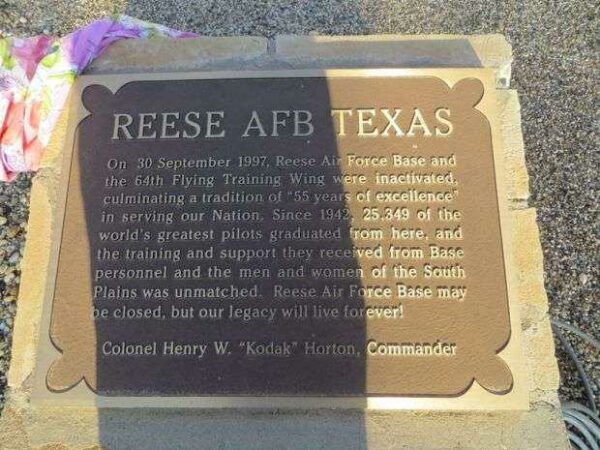REESE AFB TEXAS MEMORIAL