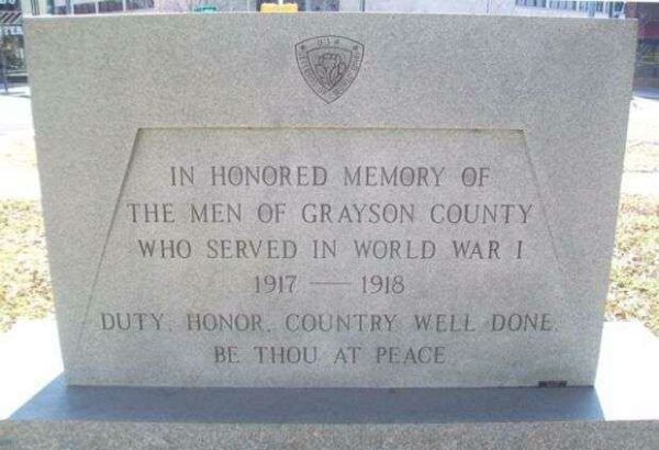 GRAYSON COUNTY WORLD WAR I MEMORIAL