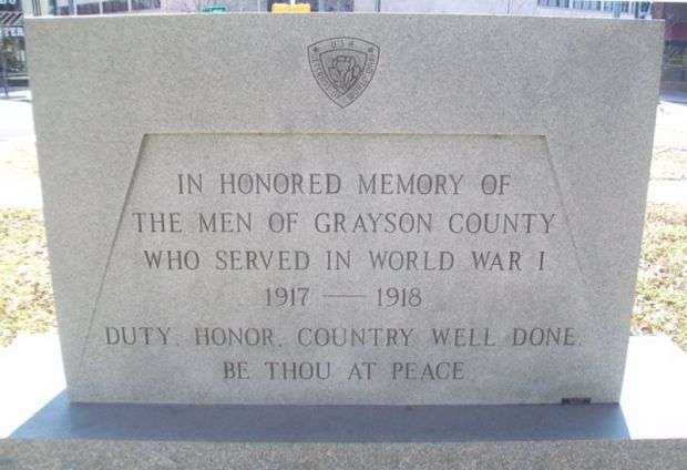 GRAYSON COUNTY WORLD WAR I MEMORIAL