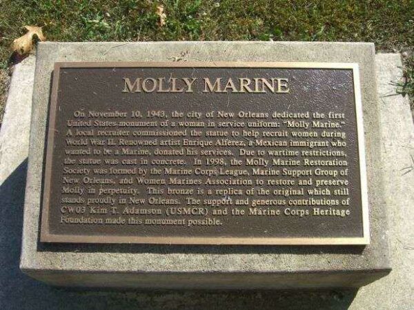 MOLLY MARINE MEMORIAL STATUE PLAQUE