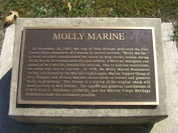 MOLLY MARINE MEMORIAL STATUE PLAQUE