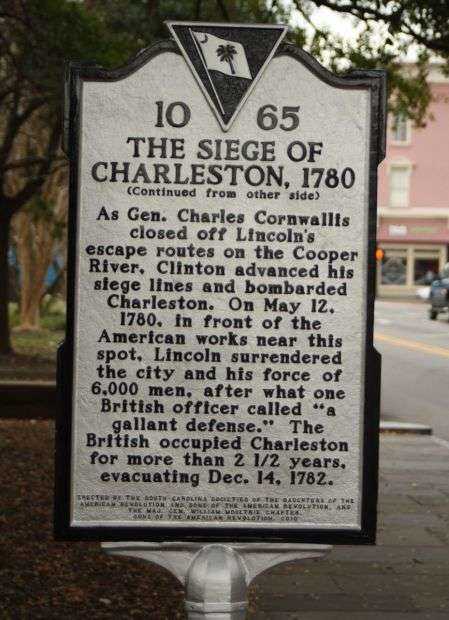 THE SIEGE OF CHARLESTON, 1780 WAR MEMORIAL MARKER BACK