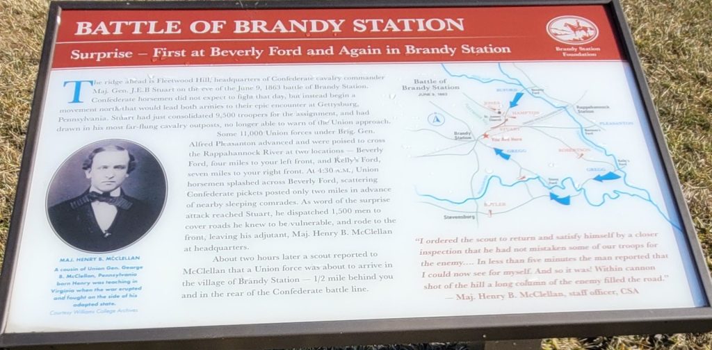 BATTLE OF BRANDY STATION SUPRISE WAR MEMORIAL PANEL