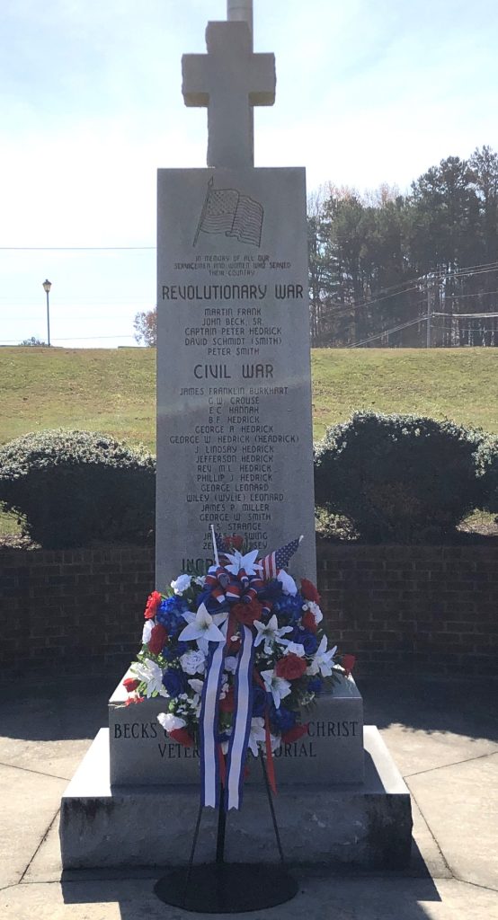 BECK’S UNITED CHURCH OF CHRIST VETERANS MEMORIAL SIDE A