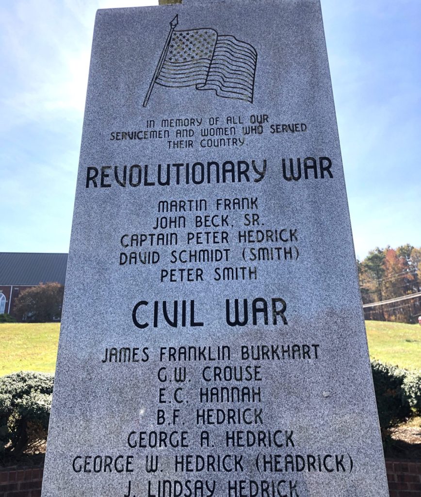 BECK’S UNITED CHURCH OF CHRIST VETERANS MEMORIAL SIDE A SECTION A