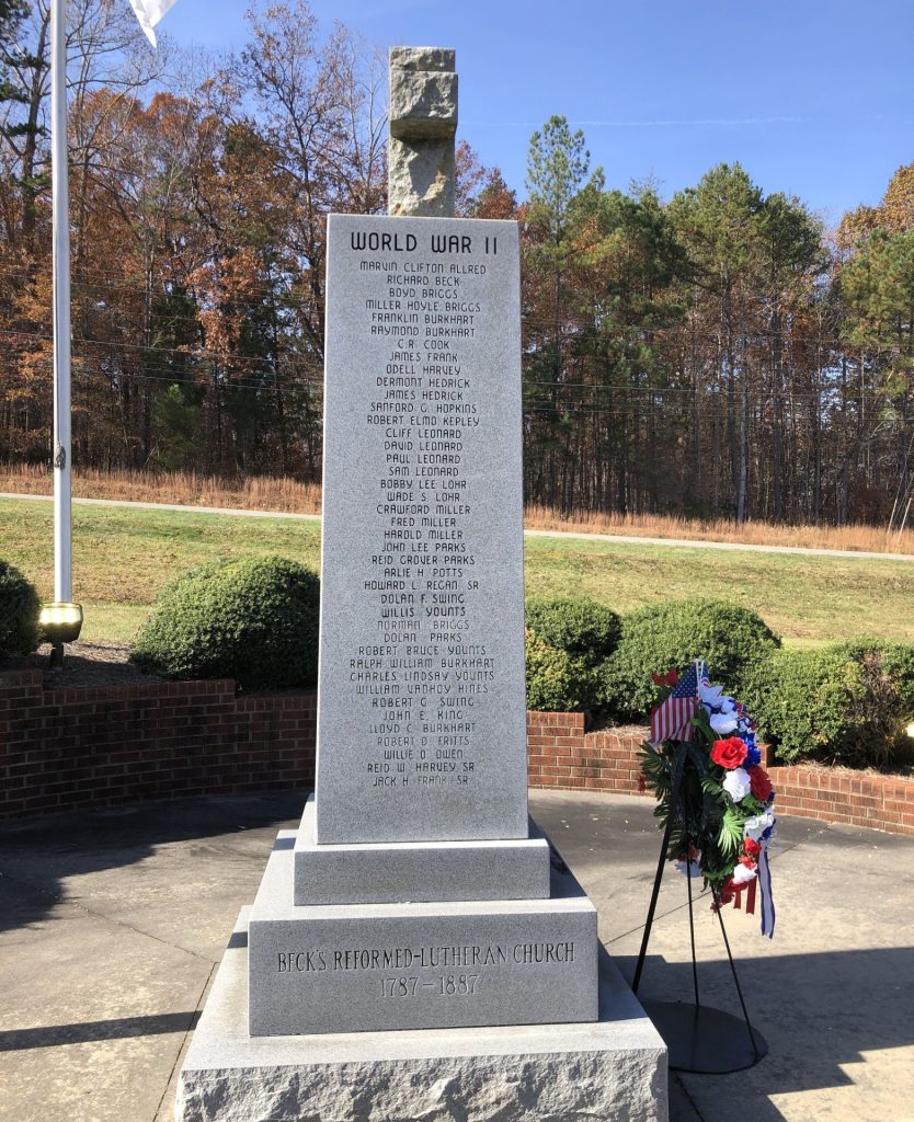 BECK’S UNITED CHURCH OF CHRIST VETERANS MEMORIAL SIDE B