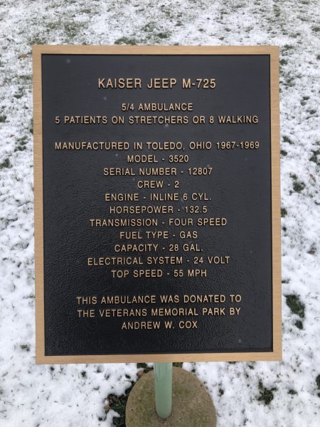 DIXON KAISER JEEP M-725 MEMORIAL PLAQUE