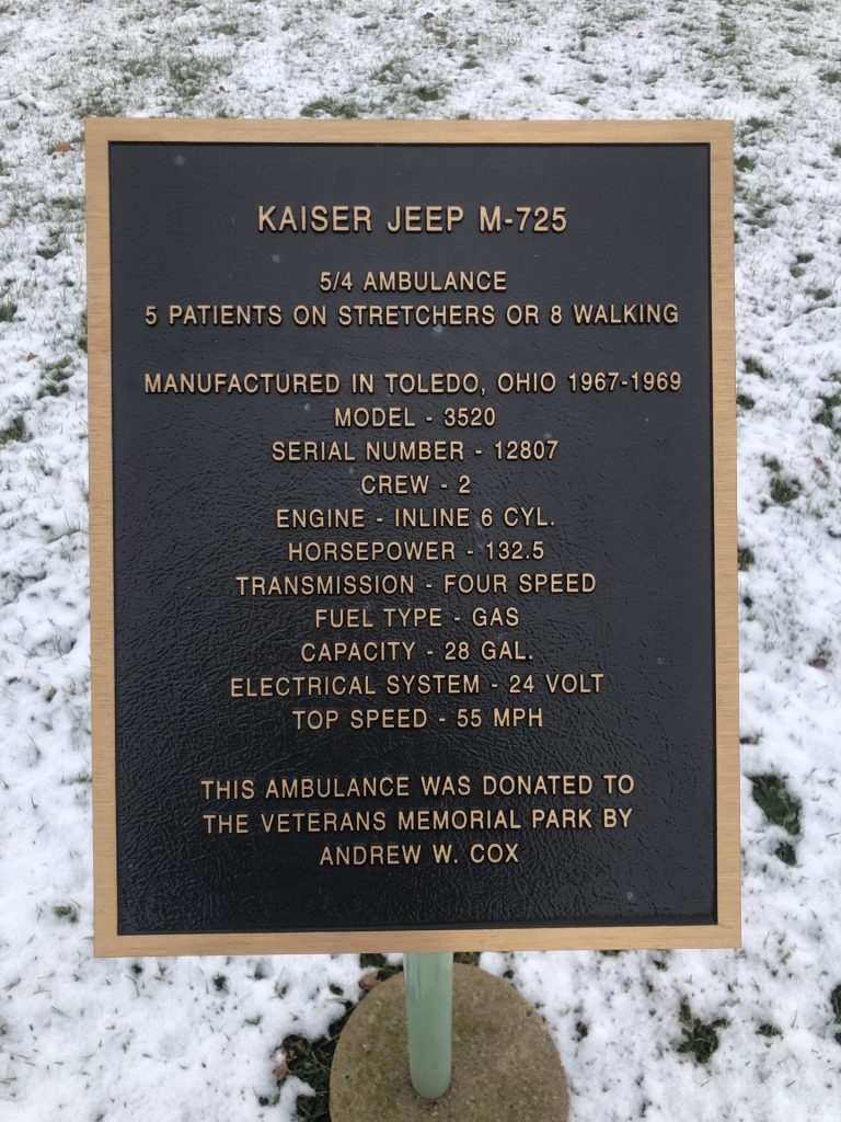 DIXON KAISER JEEP M-725 MEMORIAL PLAQUE
