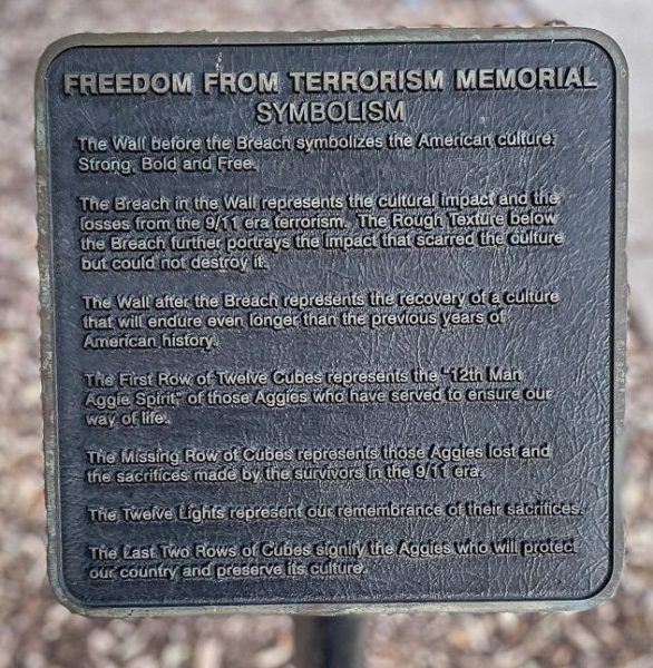 FREEDOM FROM TERRORISM MEMORIAL PLAQUE B