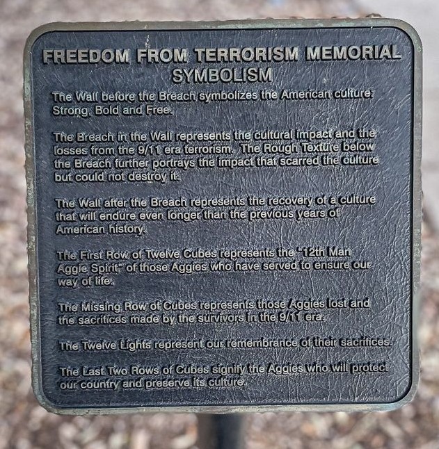 FREEDOM FROM TERRORISM MEMORIAL PLAQUE B