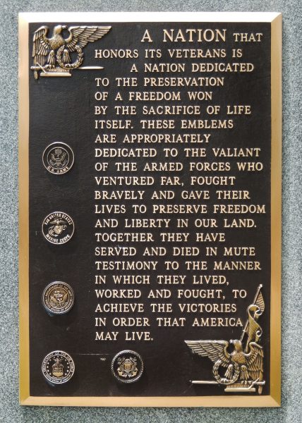 MUSCATINE COUNTY ALL VETERANS MEMORIAL PLAQUE A