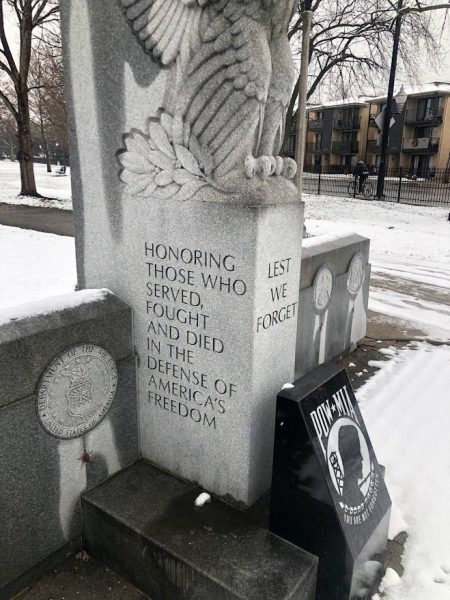 MERRIMAC PARK WAR VETERANS MEMORIAL CENTER STONE CLOSE-UP