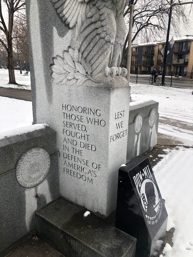 MERRIMAC PARK WAR VETERANS MEMORIAL CENTER STONE CLOSE-UP