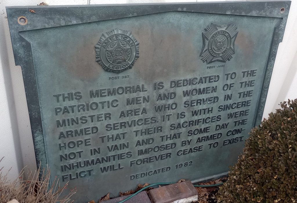 MINSTER AREA VETERANS MEMORIAL