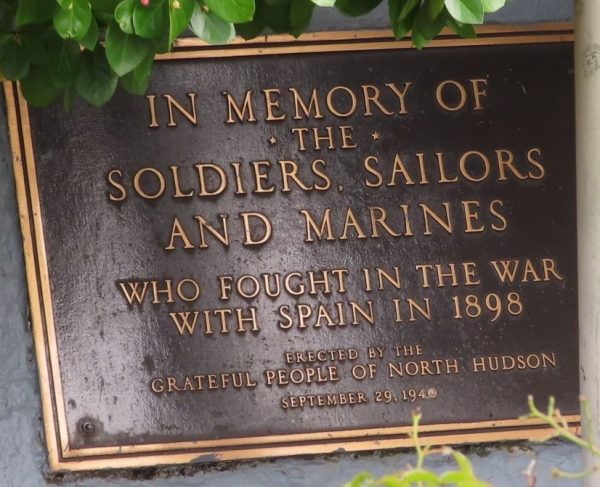 NORTH HUDSON SPANISH AMERICAN WAR MEMORIAL PLAQUE