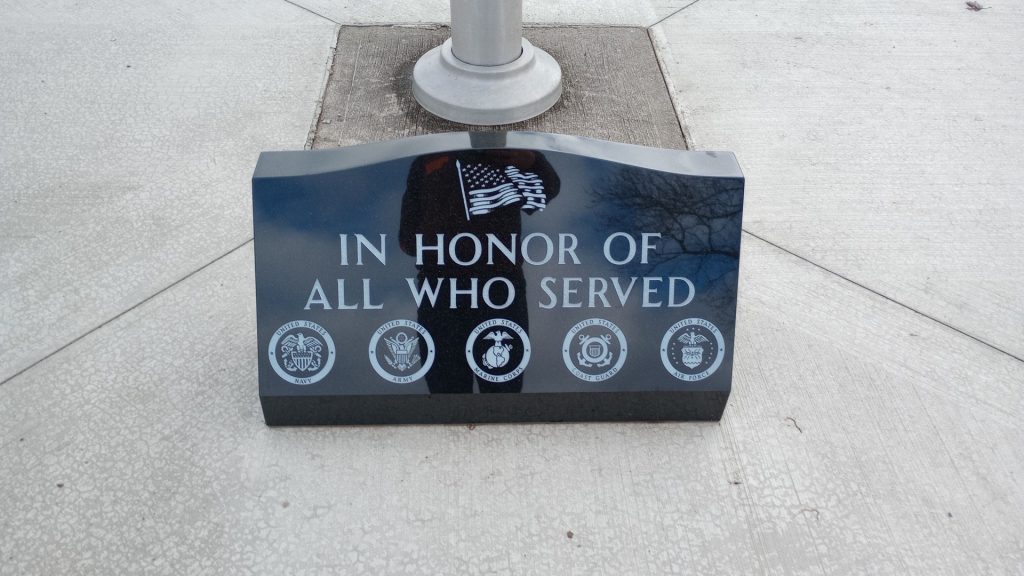 RIDGE TOWNSHIP CEMETERY VETERANS MEMORIAL FLAGPOLE STONE