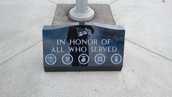RIDGE TOWNSHIP CEMETERY VETERANS MEMORIAL FLAGPOLE STONE