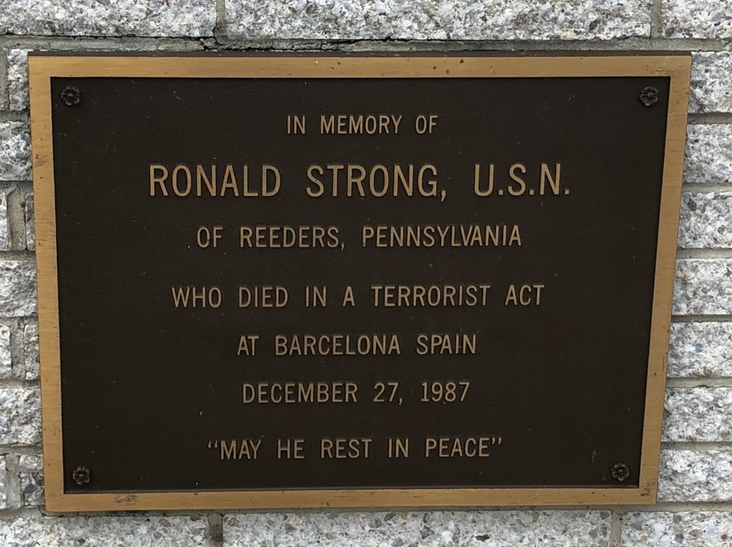 RONALD STRONG U.S.N. MEMORIAL PLAQUE