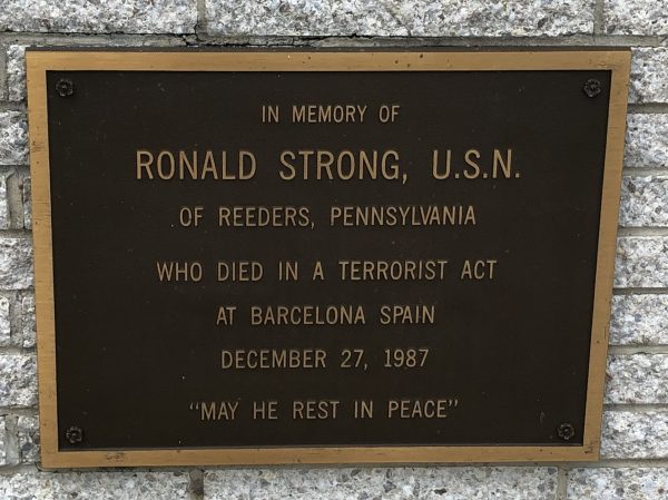 RONALD STRONG U.S.N. MEMORIAL PLAQUE