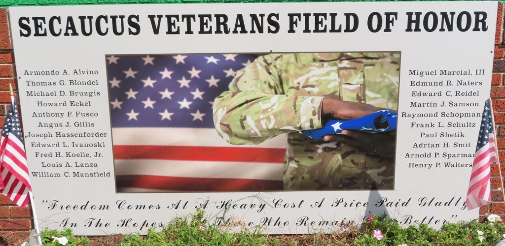 SECAUCUS VETERANS FIELD OF HONOR MEMORIAL PLAQUE
