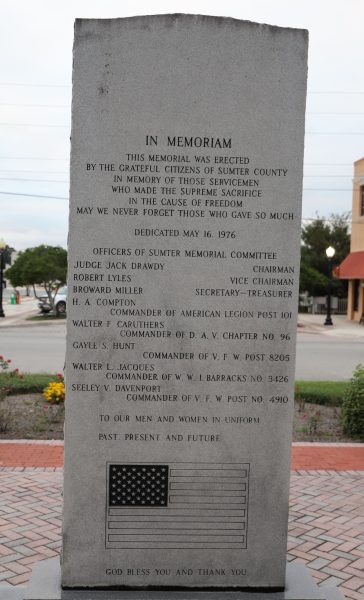 SUMTER COUNTY VETERANS MEMORIAL STONE D