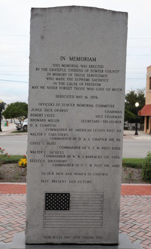SUMTER COUNTY VETERANS MEMORIAL STONE D