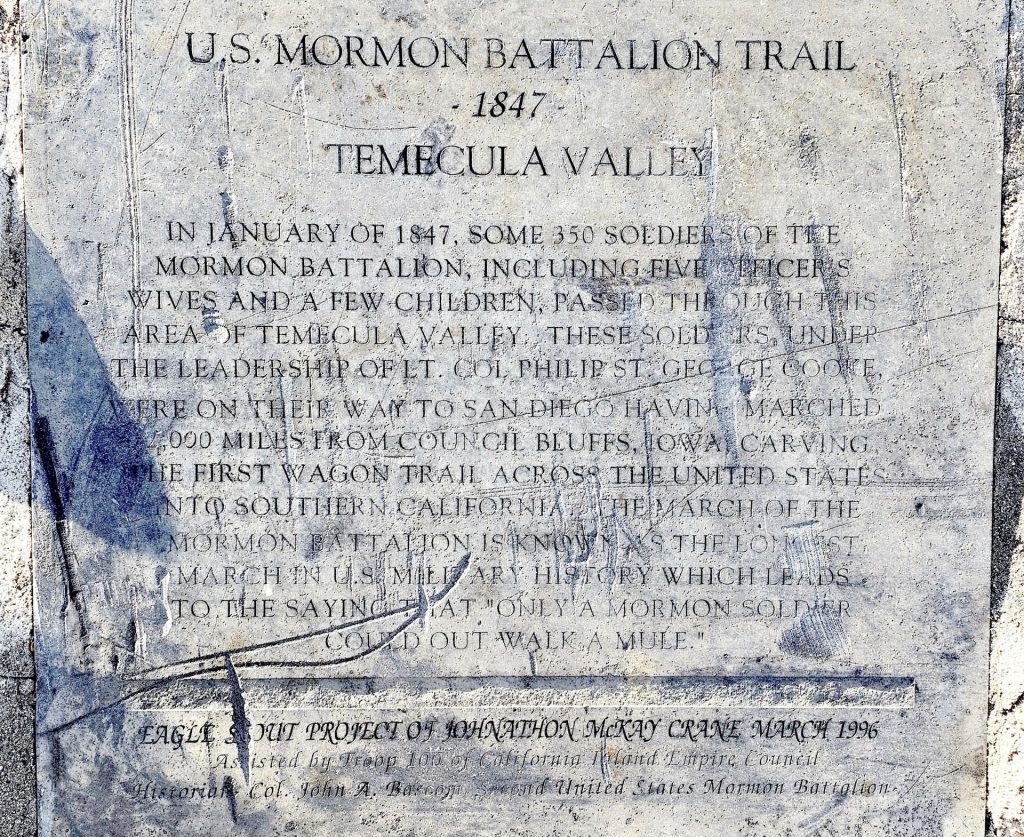 U.S. MORMON BATTALION TRAIL MEMORIAL TABLET