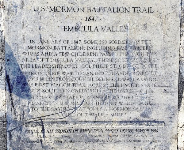 U.S. MORMON BATTALION TRAIL MEMORIAL TABLET