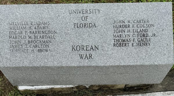 UNIVERSITY OF FLORIDA KOREAN WAR HONOR ROLL MEMORIAL STONE