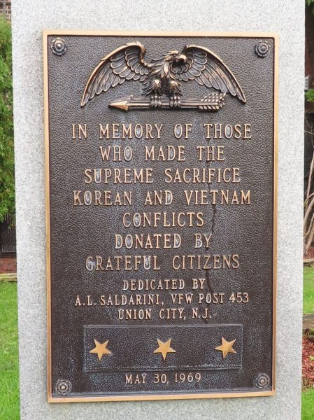 VFW POST 453 KOREAN AND VIETNAM CONFLICTS MEMORIAL PLAQUE