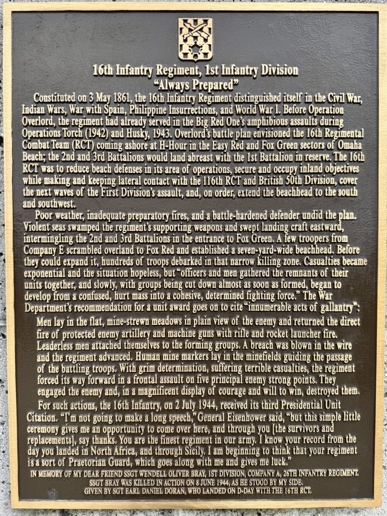 16TH INFANTRY REGIMENT, 1ST INFANTRY DIVISION WAR MEMORIAL PLAQUE