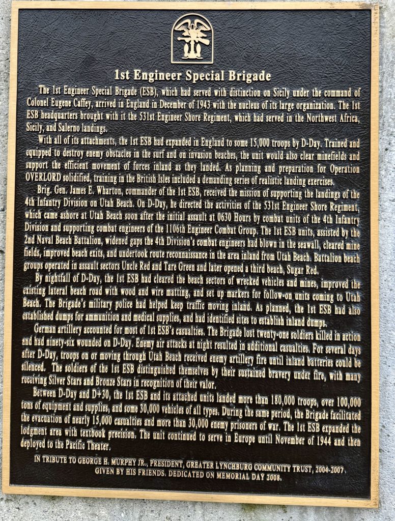 1ST ENGINEER SPECIAL BRIGADE WAR MEMORIAL PLAQUE
