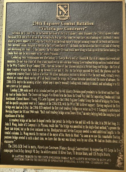 238TH ENGINEER COMBAT BATTALION WAR MEMORIAL PLAQUE