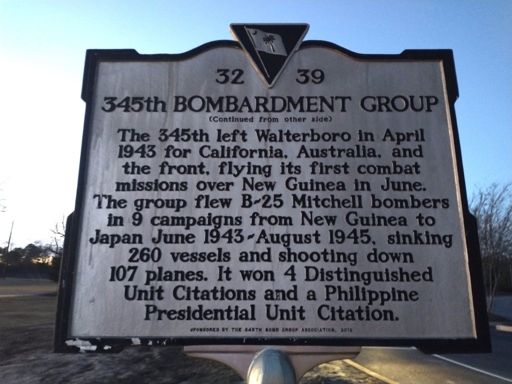 345TH BOMBARDMENT GROUP WAR MEMORIAL MARKER BACK