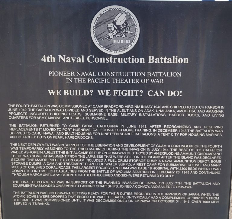 4TH NAVAL CONSTRUCTION BATTALION WAR MEMORIAL PLAQUE