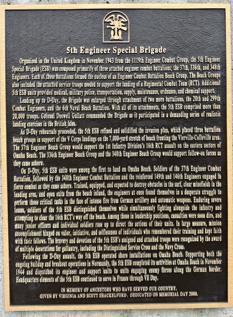 5TH ENGINEER SPECIAL BRIGADE WAR MEMORIAL PLAQUE