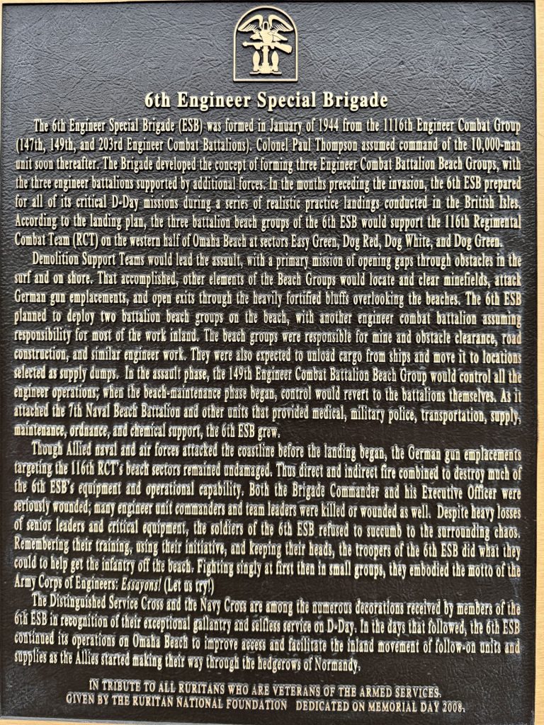 6TH ENGINEER SPECIAL BRIGADE WAR MEMORIAL PLAQUE