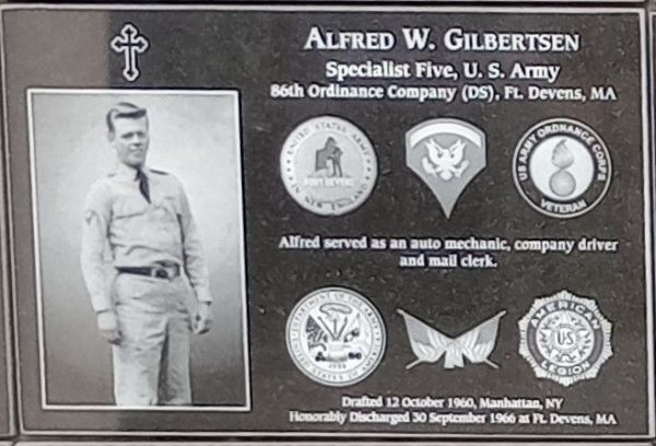ALFRED W. GILBERTSEN WAR MEMORIAL PLAQUE