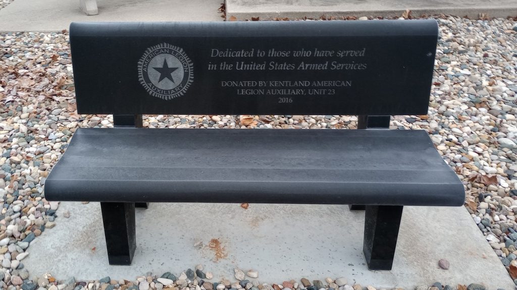 AMERICAN LEGION AUXILIARY UNIT 23 VETERANS MEMORIAL BENCH