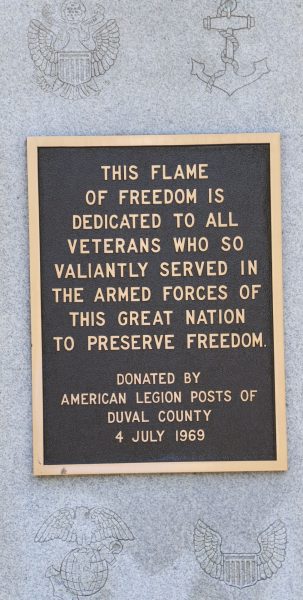 AMERICAN LEGION POST OF DUVAL COUNTY ETERANL FLAME MEMORIAL PLAQUE A