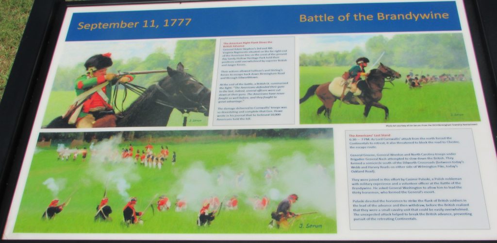 BATTLE OF BRANDYWINE SEPTEMBER 11, 1777 WAR MEMORIAL PANEL