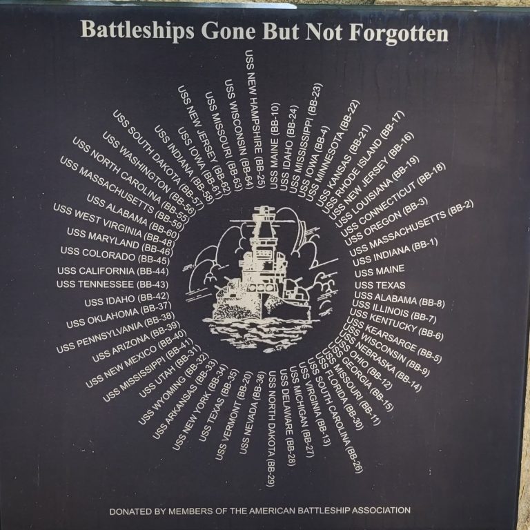 BATTLESHIPS GONE BUT NOT FORGOTTEN WAR MEMORIAL PLAQUE
