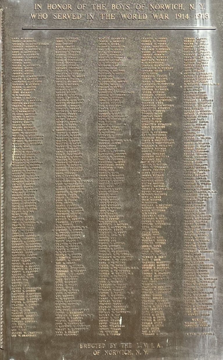 BOYS OF NORWICH WORLD WAR MEMORIAL PLAQUE
