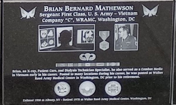 BRIAN BERNARD MATHEWSON WAR MEMORIAL PLAQUE