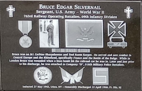 BRUCE EDGAR SILVERNAIL WAR MEMORIAL PLAQUE