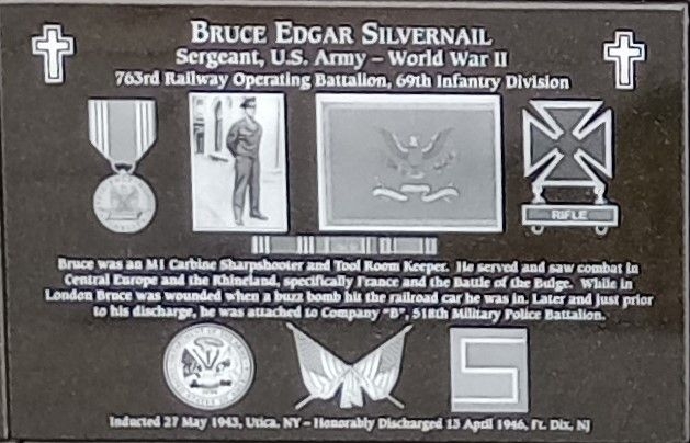 BRUCE EDGAR SILVERNAIL WAR MEMORIAL PLAQUE