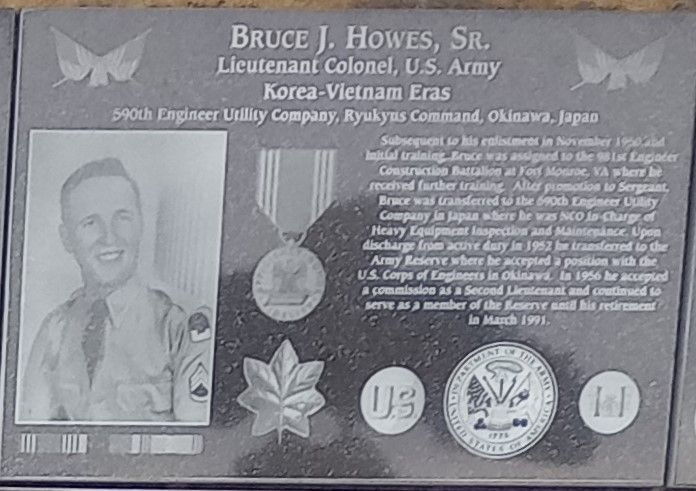 BRUCE J. HOWES, SR. WAR MEMORIAL PLAQUE
