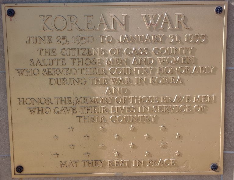 CASS COUNTY KOREAN WAR MEMORIAL PLAQUE