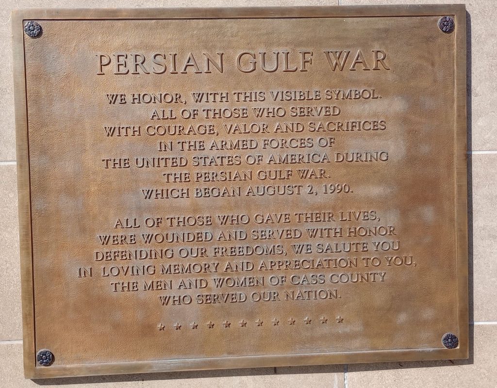 CASS COUNTY PERSIAN GULF WAR MEMORIAL PLAQUE