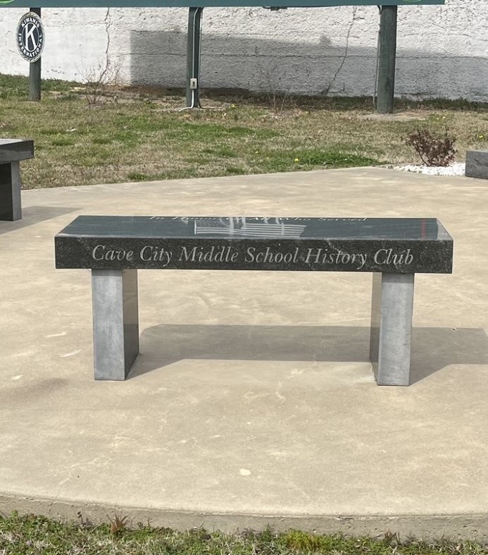CAVE CITY MIDDLE SCHOOL HISTORY CLUB ALL VETERANS MEMORIAL BENCH